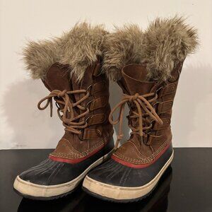 Sorel Womens Joan Of Arctic Waterproof Suede Boot Lace Up Mid Calf Brown Size 12